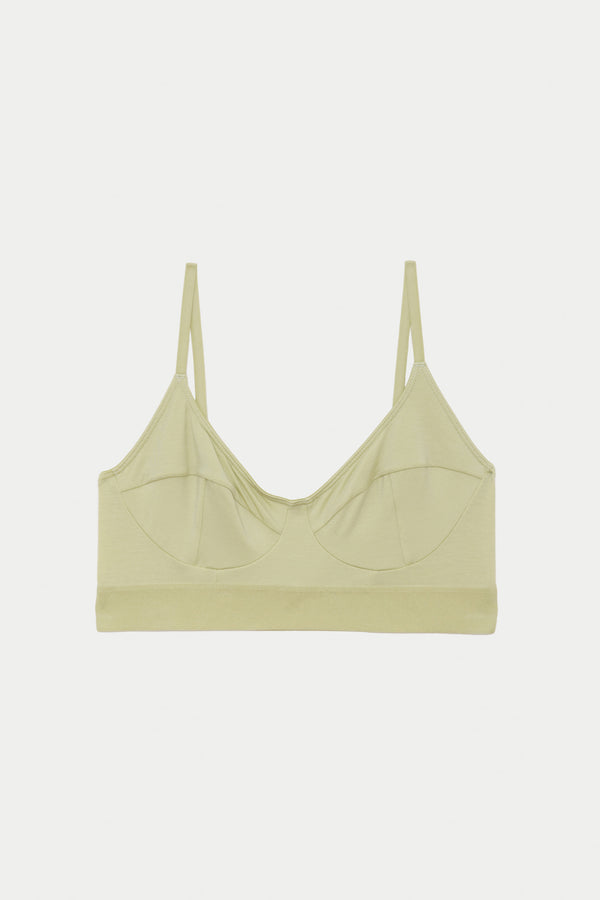BASERANGE SOFT Collection Wire-Free Bamboo Fiber and Cotton Bras, France BAS-BRSO-BL-AU25-PIER GREEN